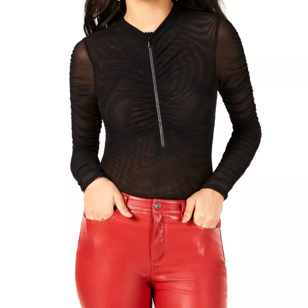 GUESS Embellished Sheer Bodysuit